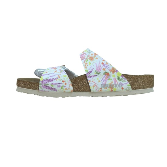 Birkenstock Sydney Watercolor Sandals Women 9 40 White Floral Print Double Strap - Picture 8 of 9